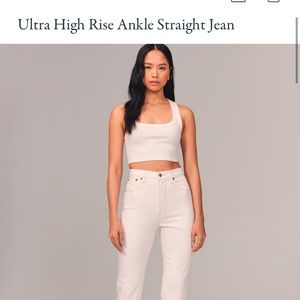 Abercrombie & Fitch Ankle Stright Ultra High Rise Jeans in Cream 25R